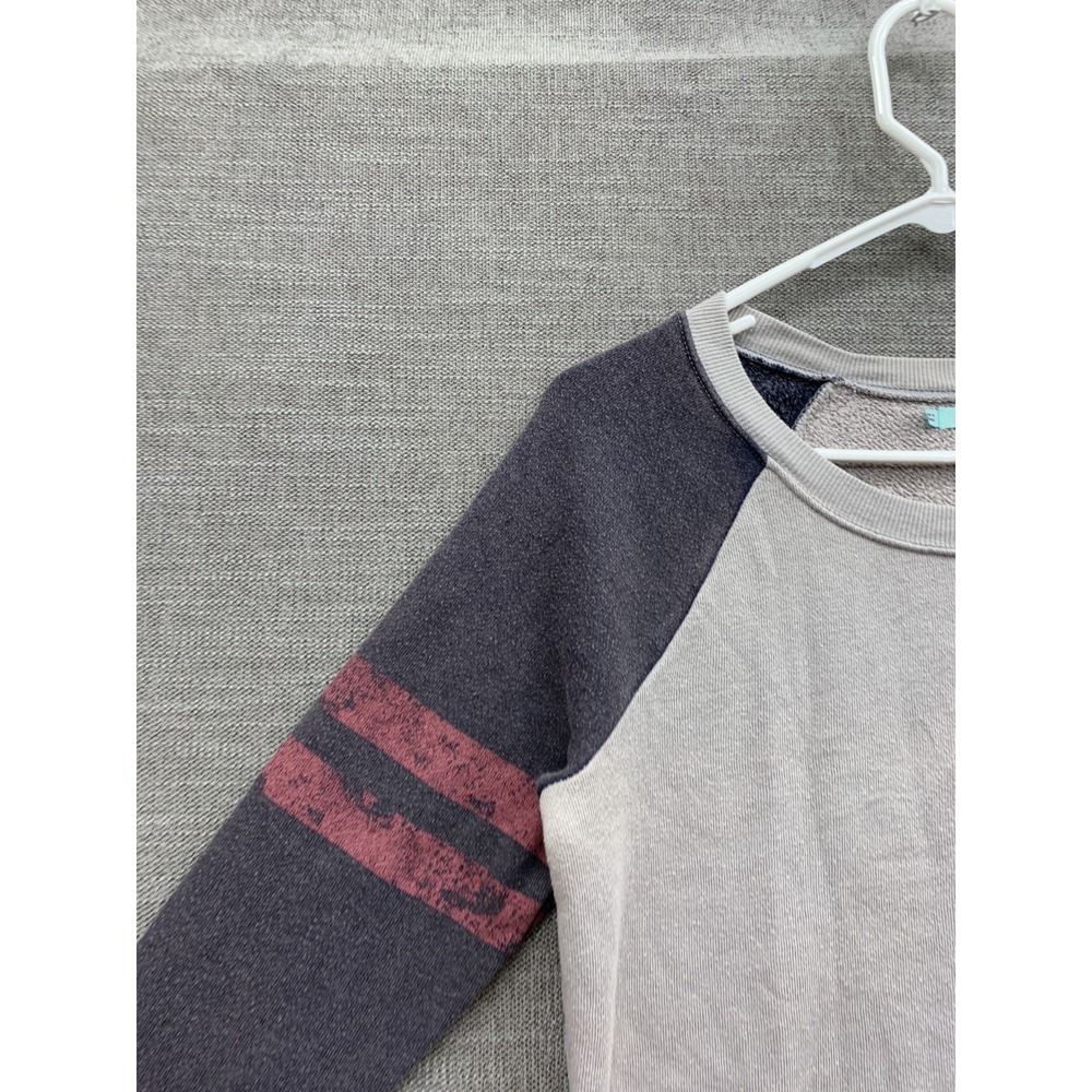 Maurices Sweatshirt Womens Small Gray Varsity Stripe Fleece Lined Raglan Sleeve - Picture 2 of 10